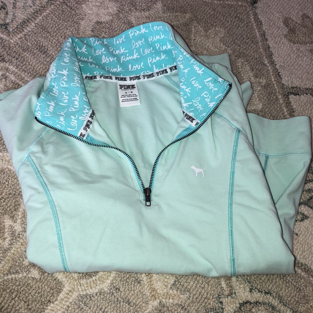 Victoria’s Secret | Pink label, turquoise blue 1/4 zip, long sleeve